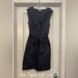 LOFT Black Ruffled Dress